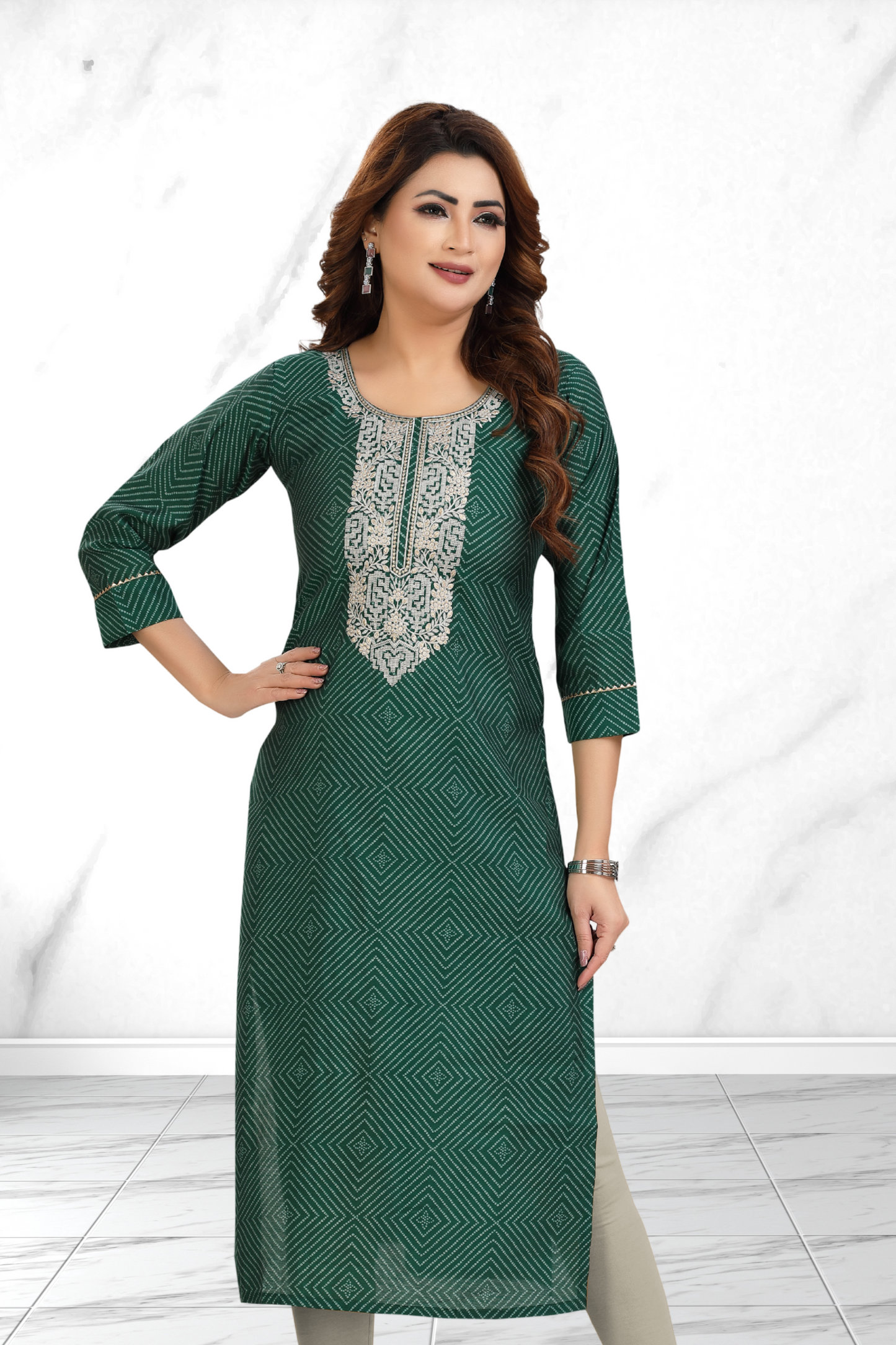 BLOSSOM PRINTED STRAIGHT LONG KURTI