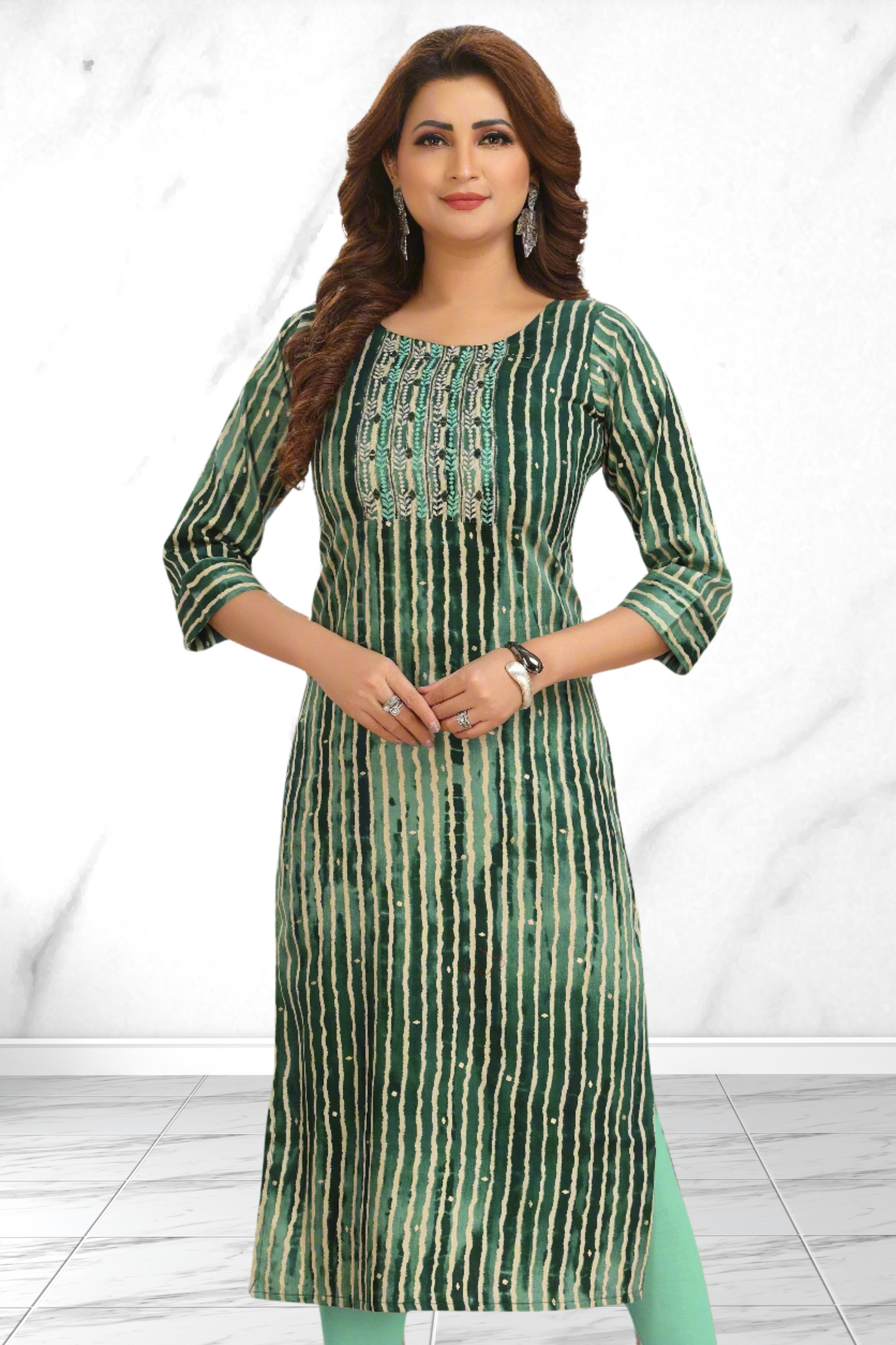 GREEN ABSTRACT KURTI
