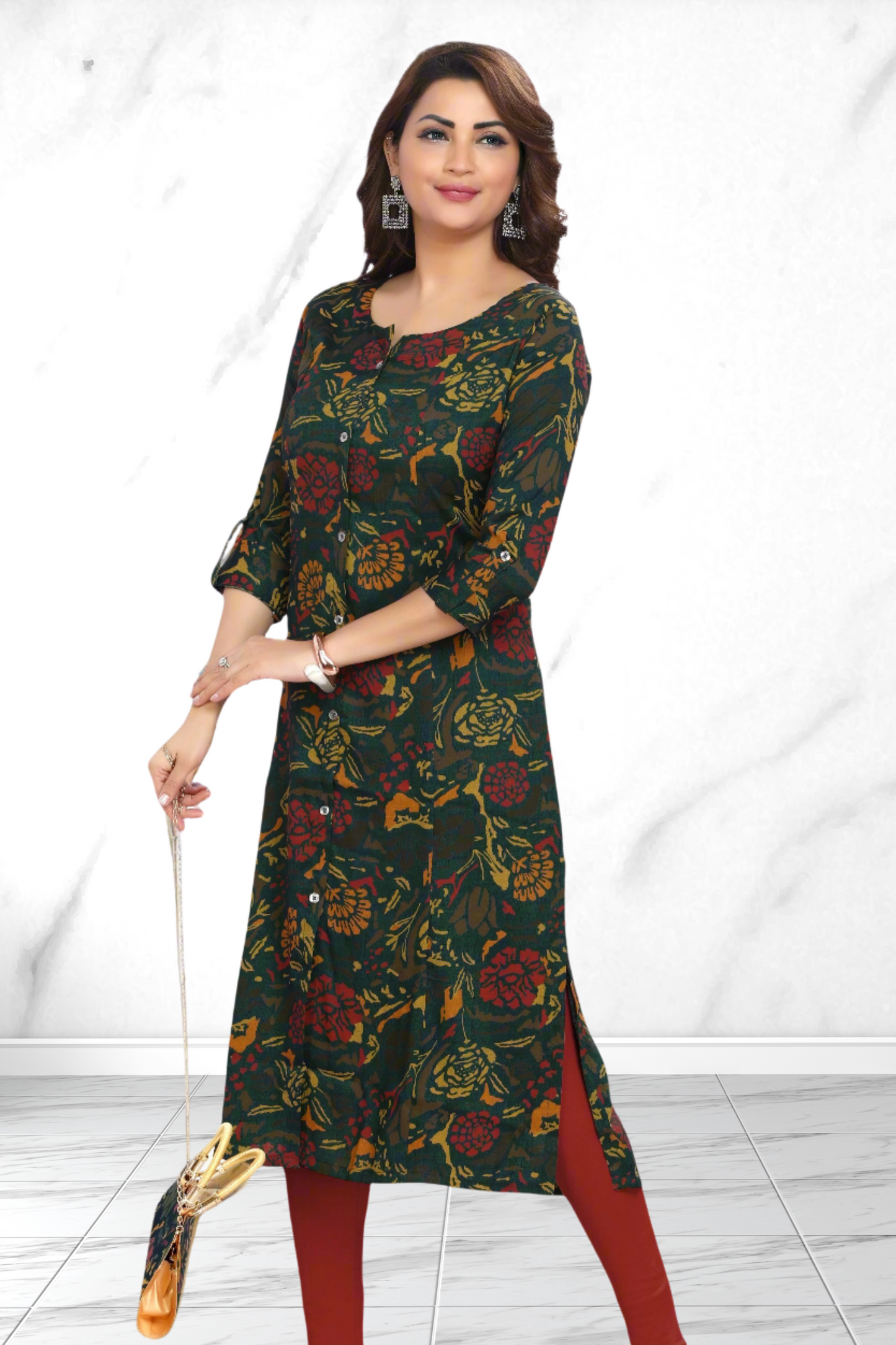 GREEN ROSE KURTI