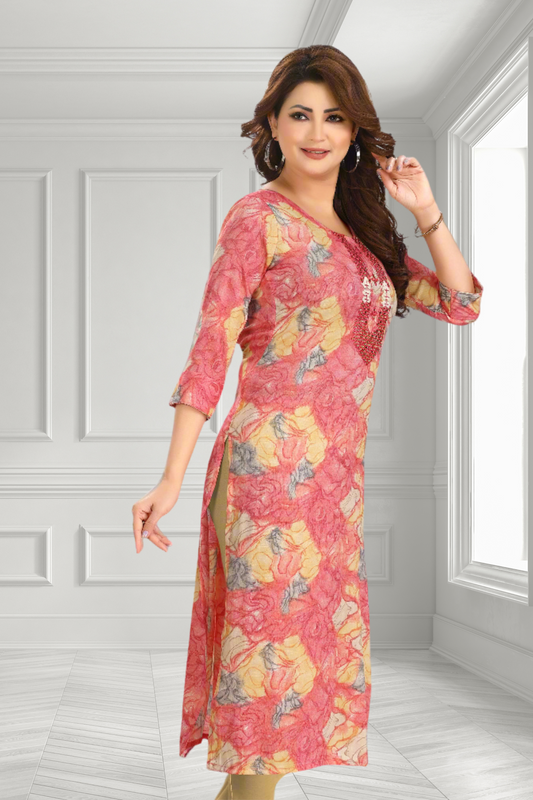 PEACHY PINK KURTI