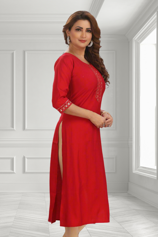 RED LONG KURTI