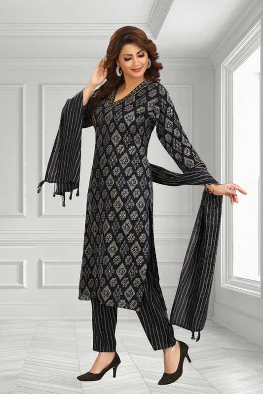 STEEL BLUE DUPPATA SET