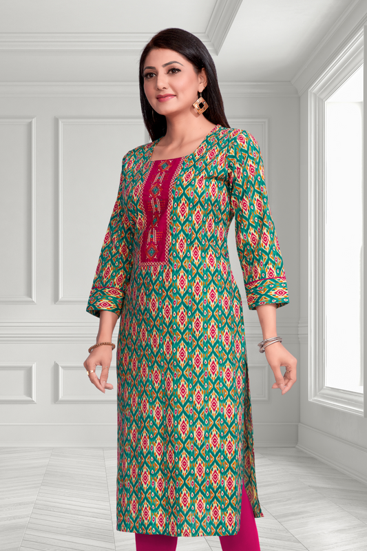 GREEN PATCH KURTI