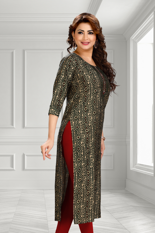 GEOMETRIC PATCHWORK LONG KURTI