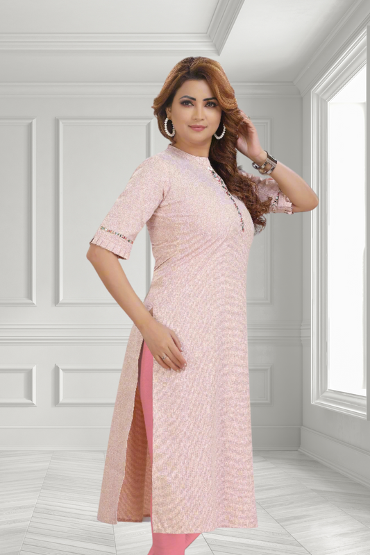 PEACH MIRROR MAZE KURTI