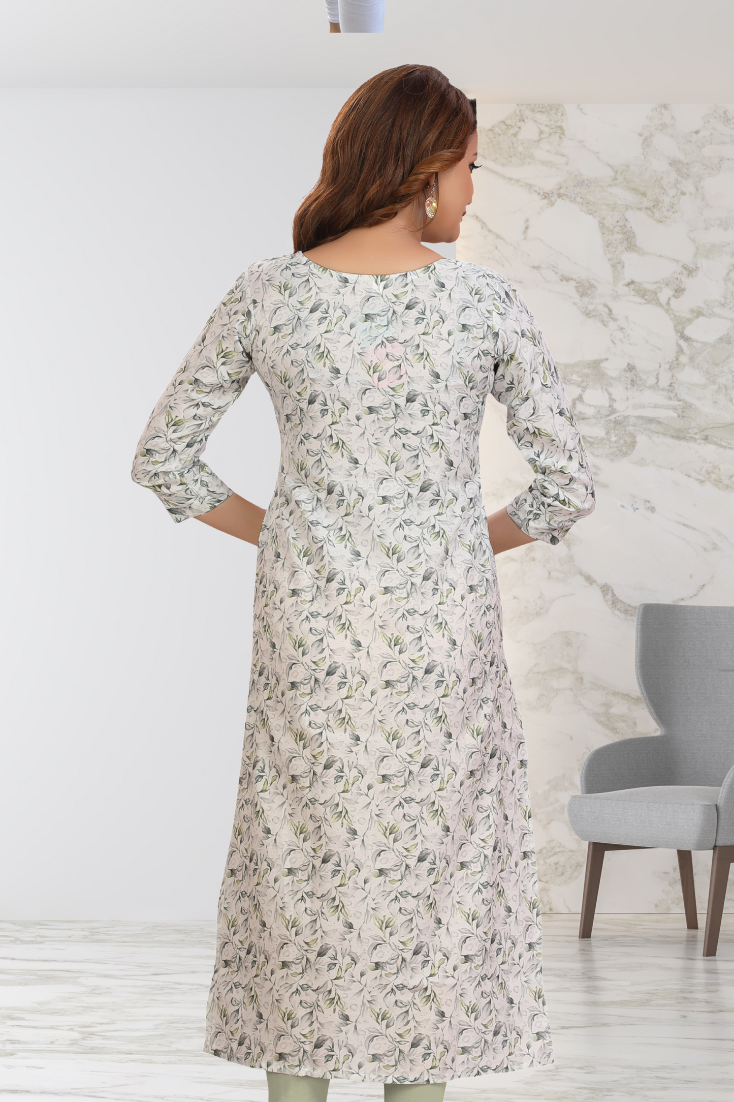 IVORY BLOSSOM WHITE LONG KURTI