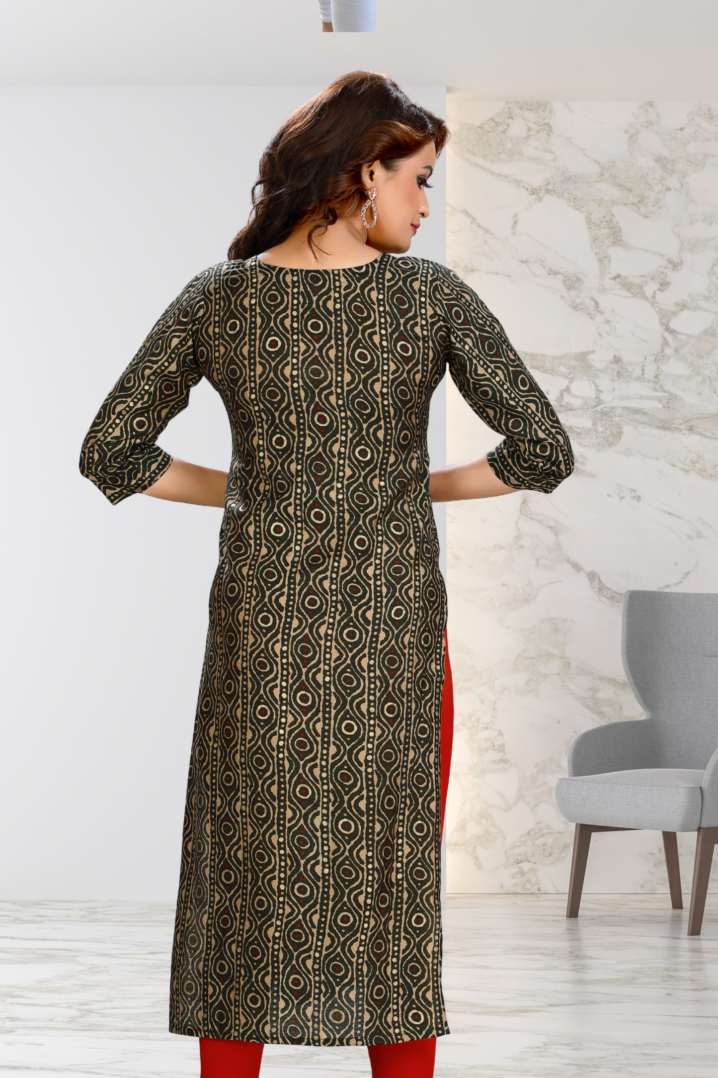 GEOMETRIC PATCHWORK LONG KURTI