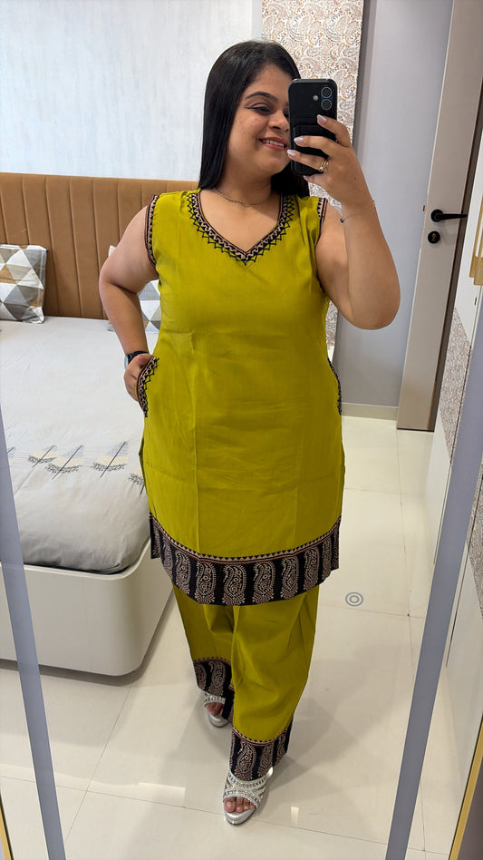 Ajrakh style coord set with pockets (Sleeves included)
