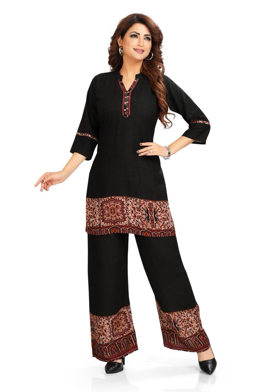 Rayon kalamkari Daaman Print Coord Set