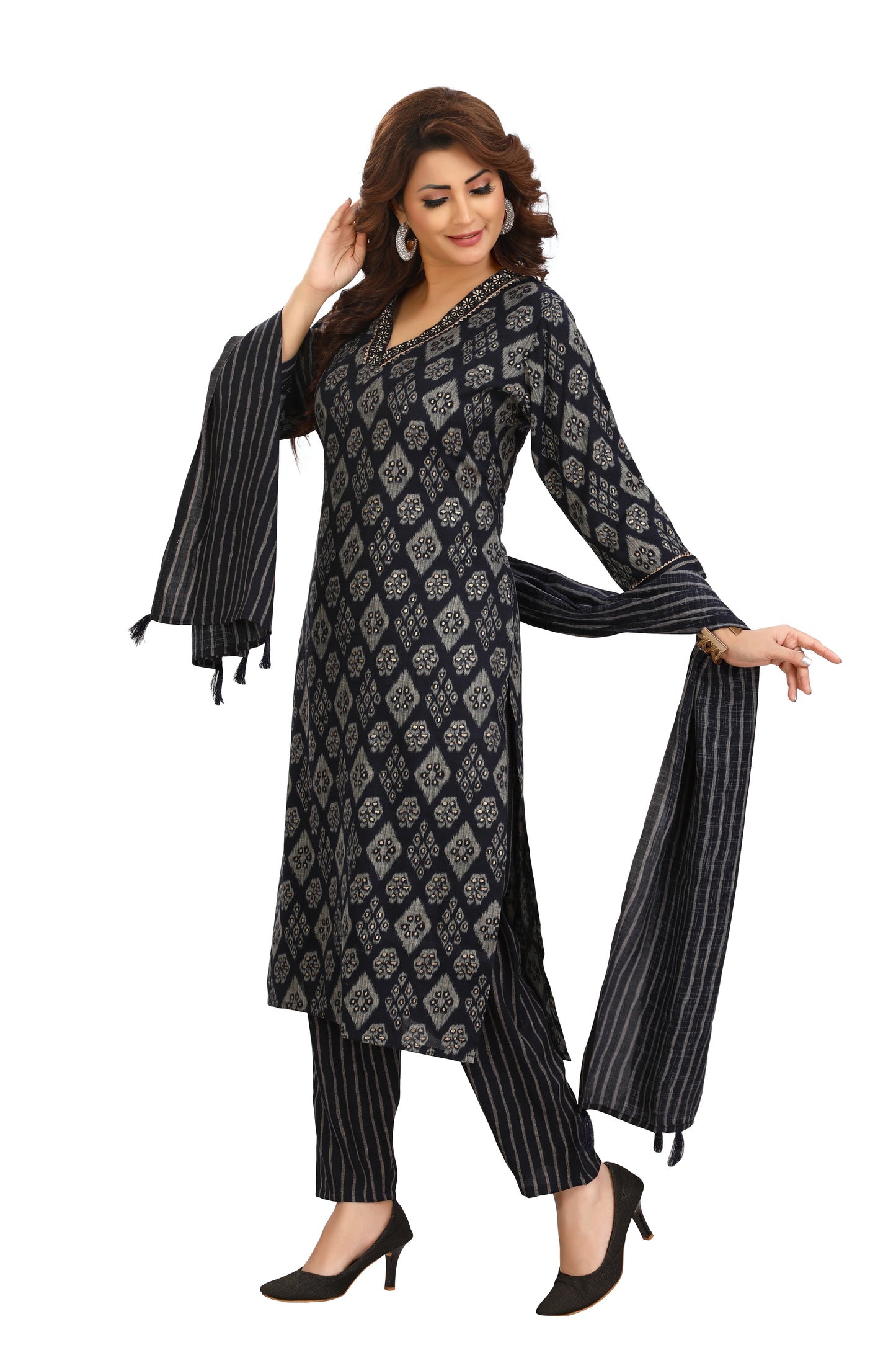 STEEL BLUE DUPPATA SET