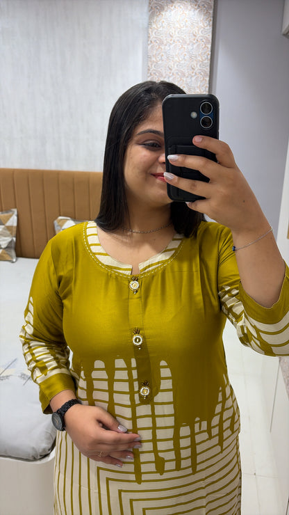 C-cut mustard yellow A-line pure Gajji kurti