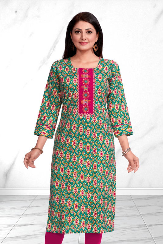 GREEN PATCH KURTI