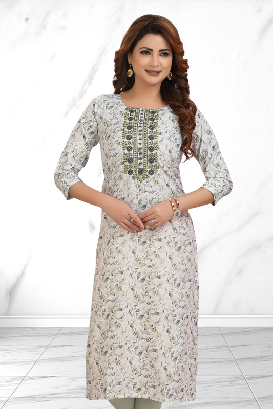 IVORY BLOSSOM WHITE LONG KURTI