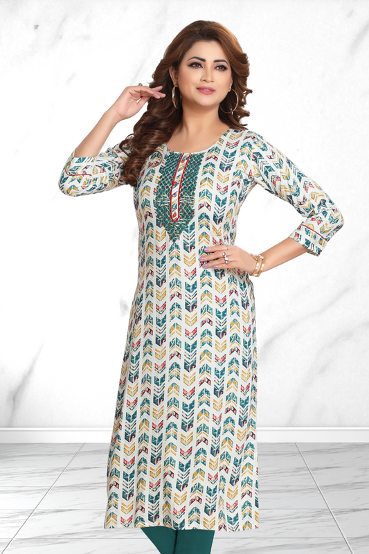 TERRACOTTA MOSAIC PRINT LONG KURTI