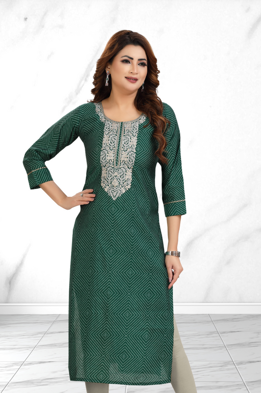 BLOSSOM PRINTED STRAIGHT LONG KURTI