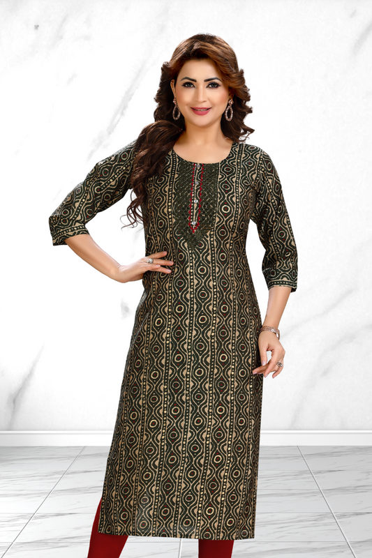 GEOMETRIC PATCHWORK LONG KURTI