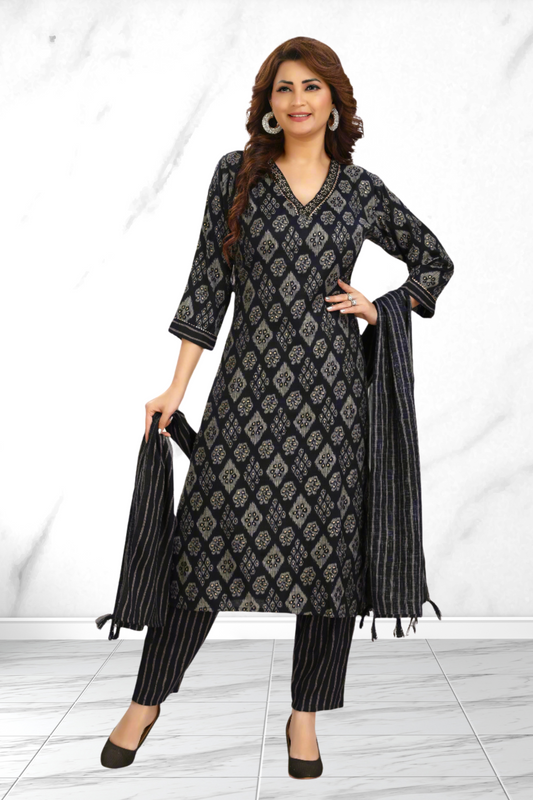STEEL BLUE DUPPATA SET