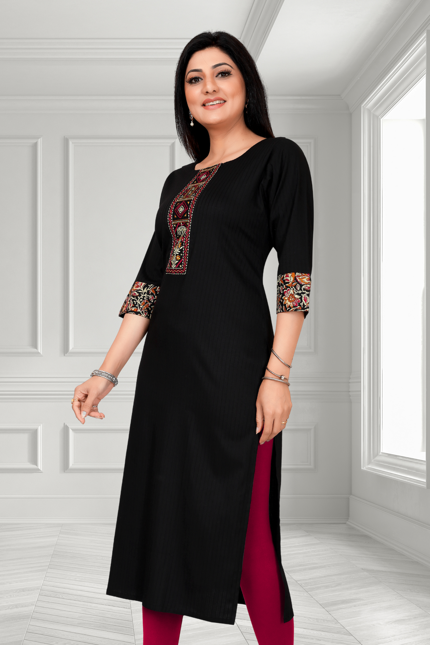 SAGE GREEN FLORAL PRINT LONG KURTI