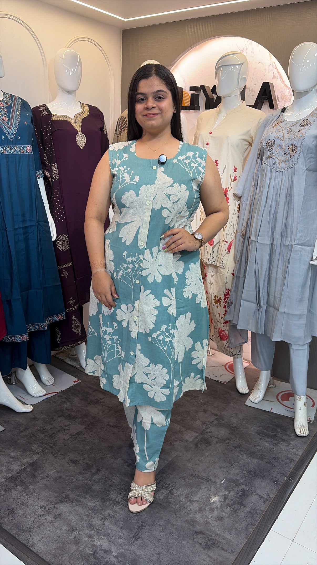 Pista Green Flex cotton 2 piece coord set