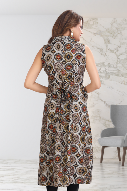PRITED SLEEVELESS KURTI