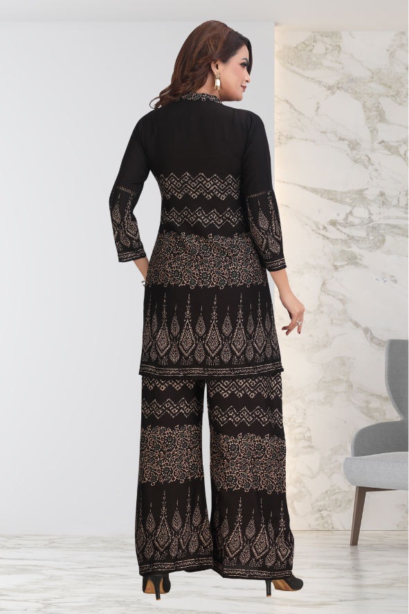 FESTIVE BLACK GOLD PRINT CO-ORD SET