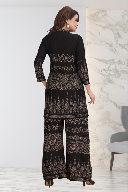 FESTIVE BLACK GOLD PRINT CO-ORD SET