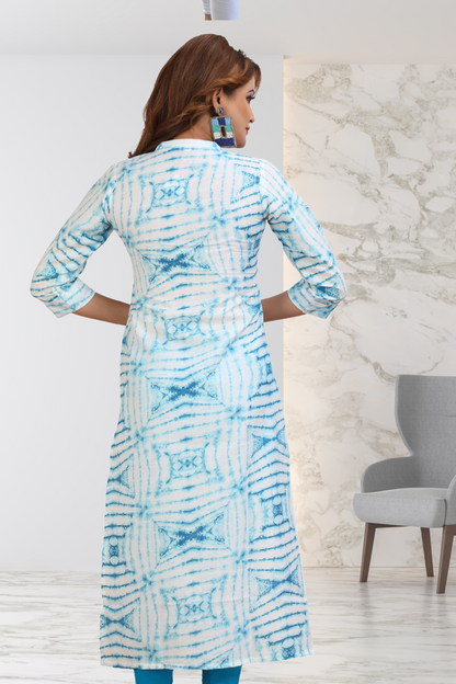 AQUA TIE-DYE LONG KURTI
