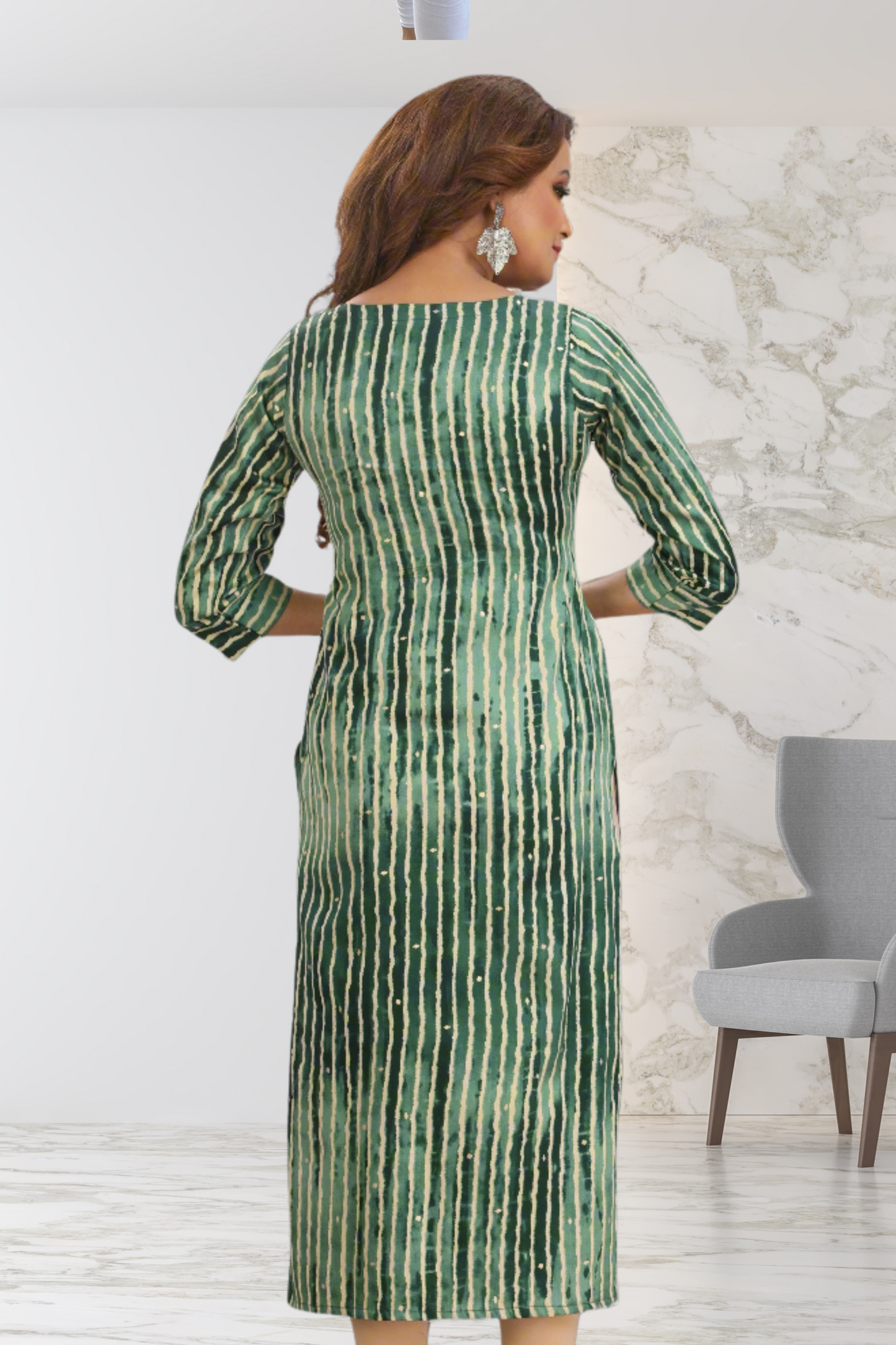 GREEN ABSTRACT KURTI