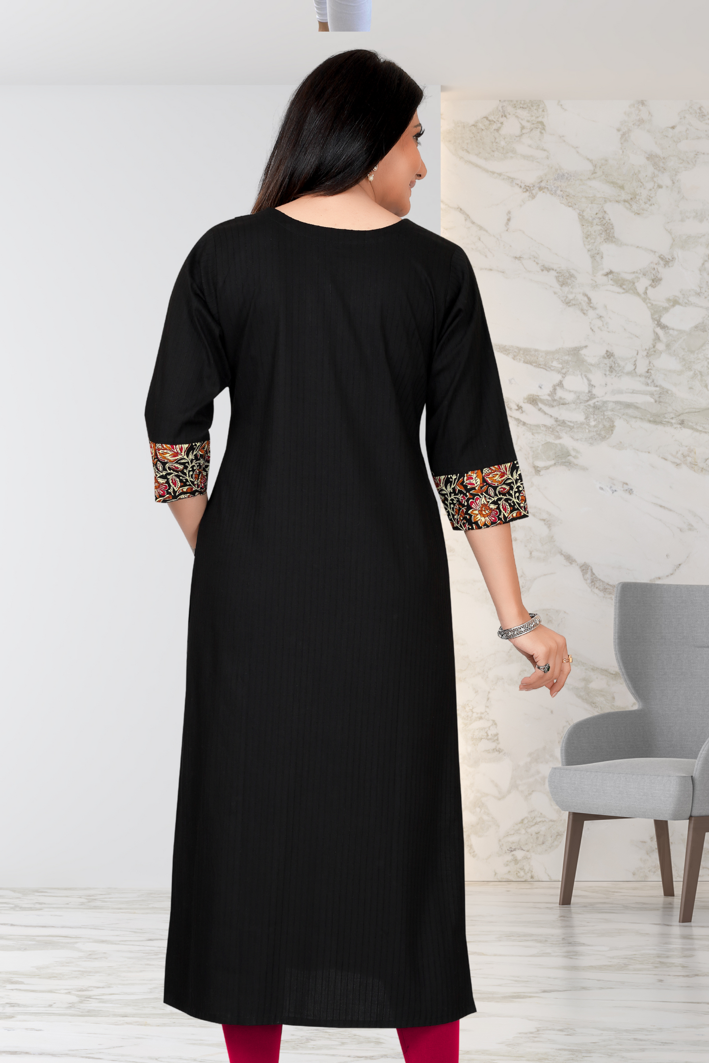 SAGE GREEN FLORAL PRINT LONG KURTI