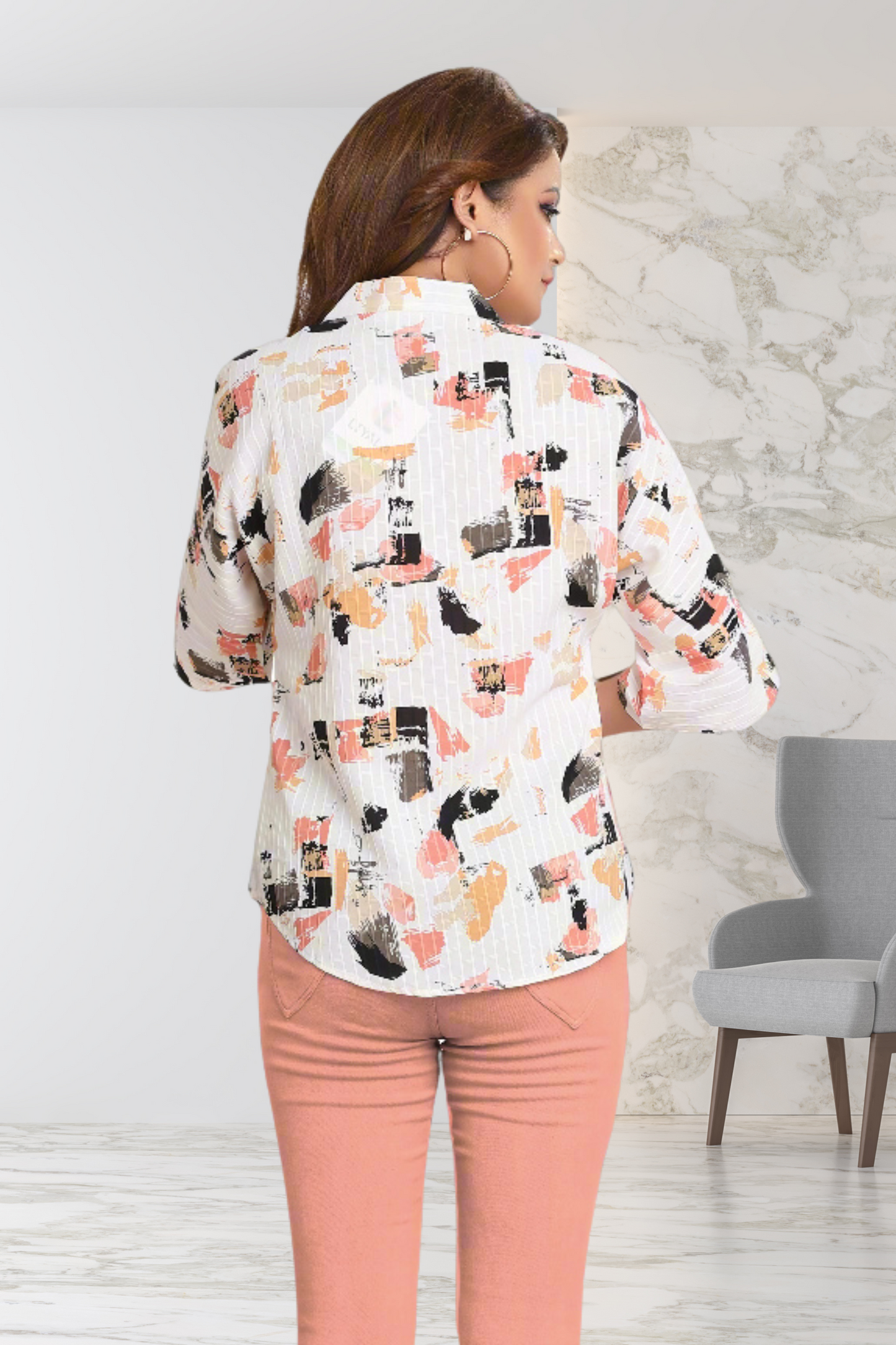 PEACH ABSTRACT TOP