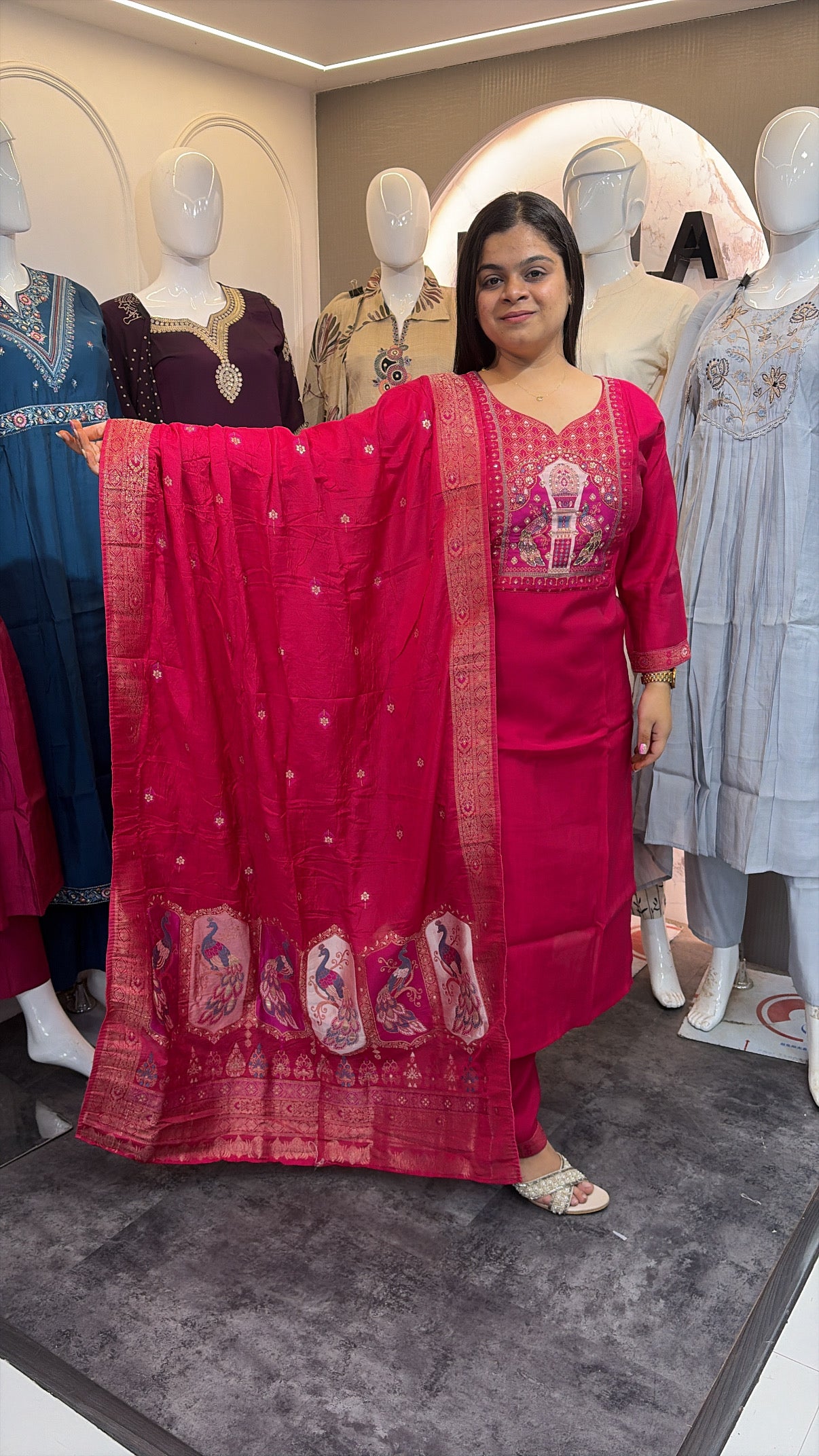 Mull Chanderi 3 Piece suit