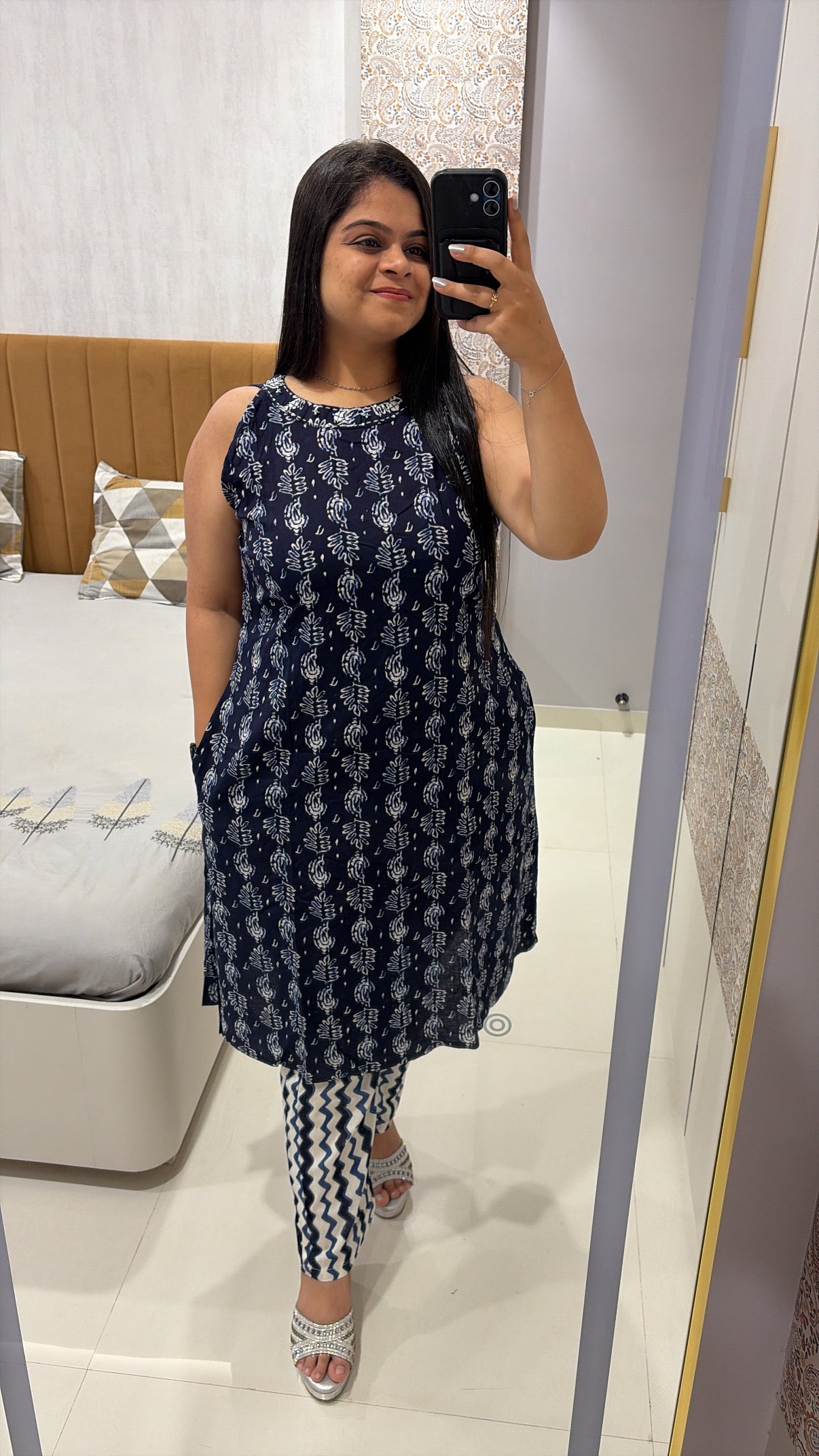 Blue Pure Cotton coord set with pockets (Sleeves included)