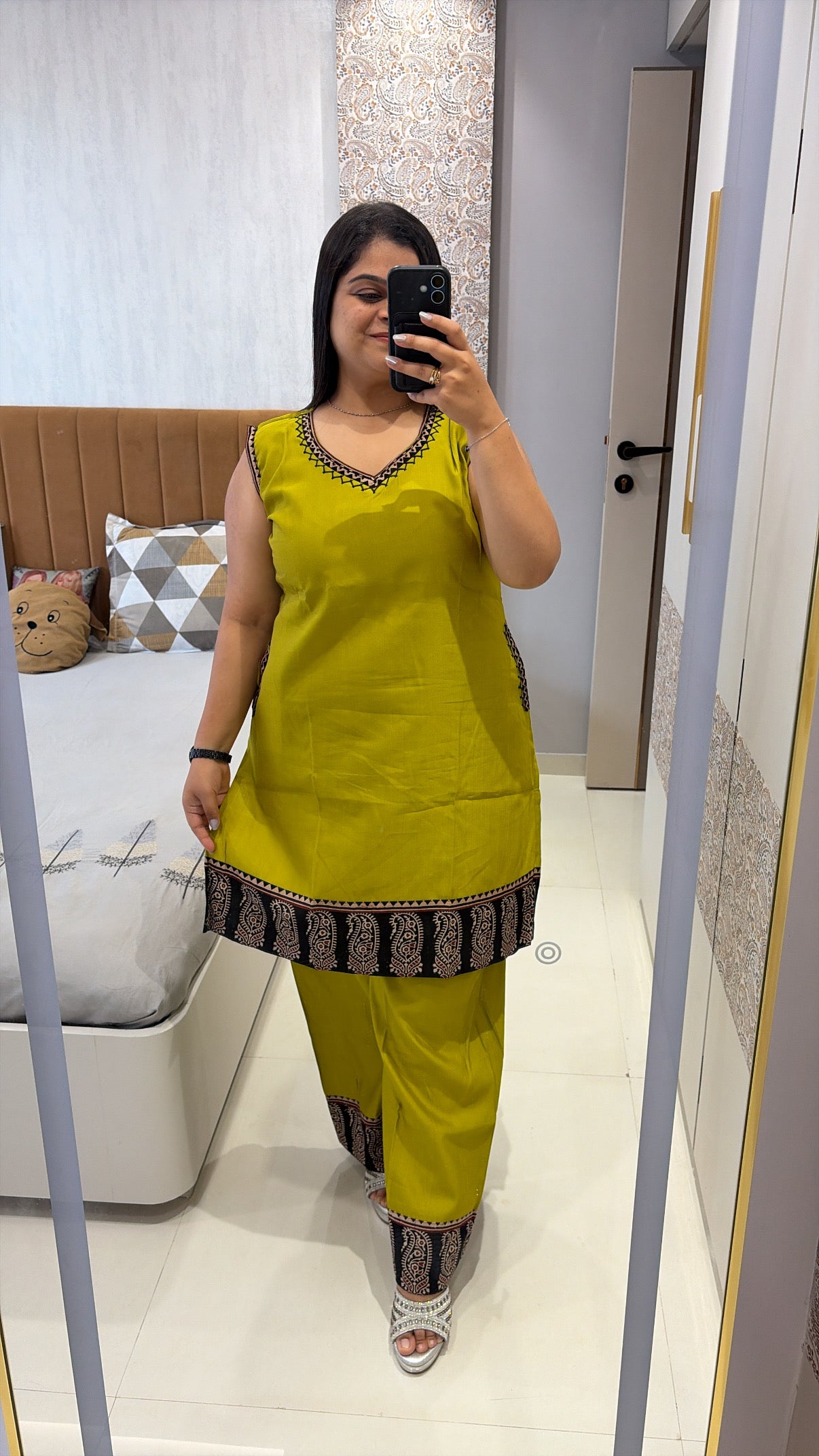 Ajrakh style coord set with pockets (Sleeves included)