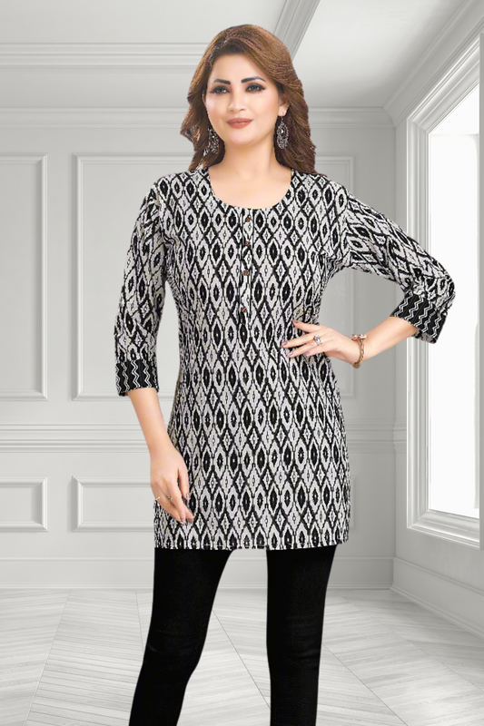 WHITE PRINTED TUNIC