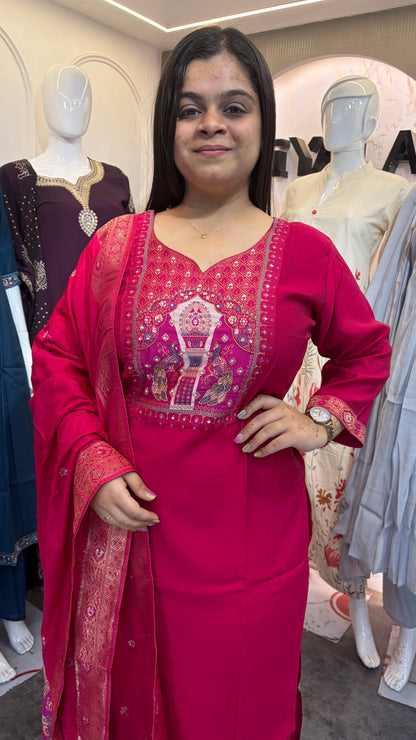 Mull Chanderi 3 Piece suit