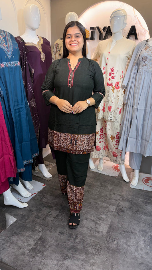 Rayon kalamkari Daaman Print Coord Set