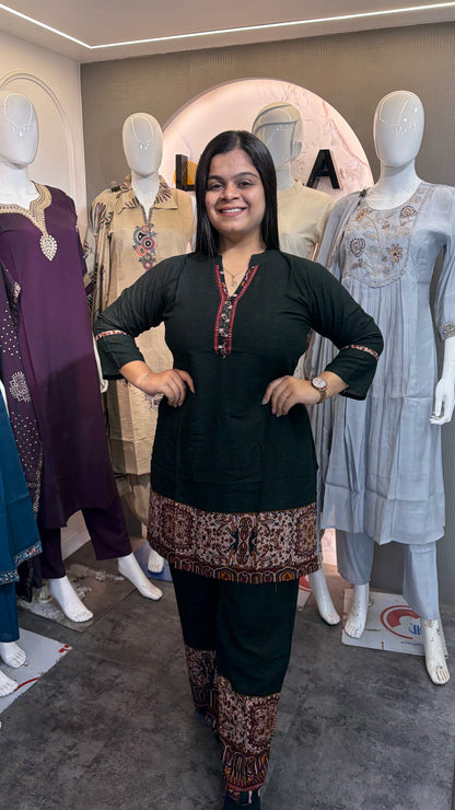 Rayon kalamkari Daaman Print Coord Set