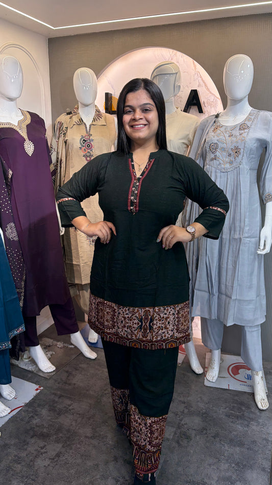 Rayon kalamkari Daaman Print Coord Set