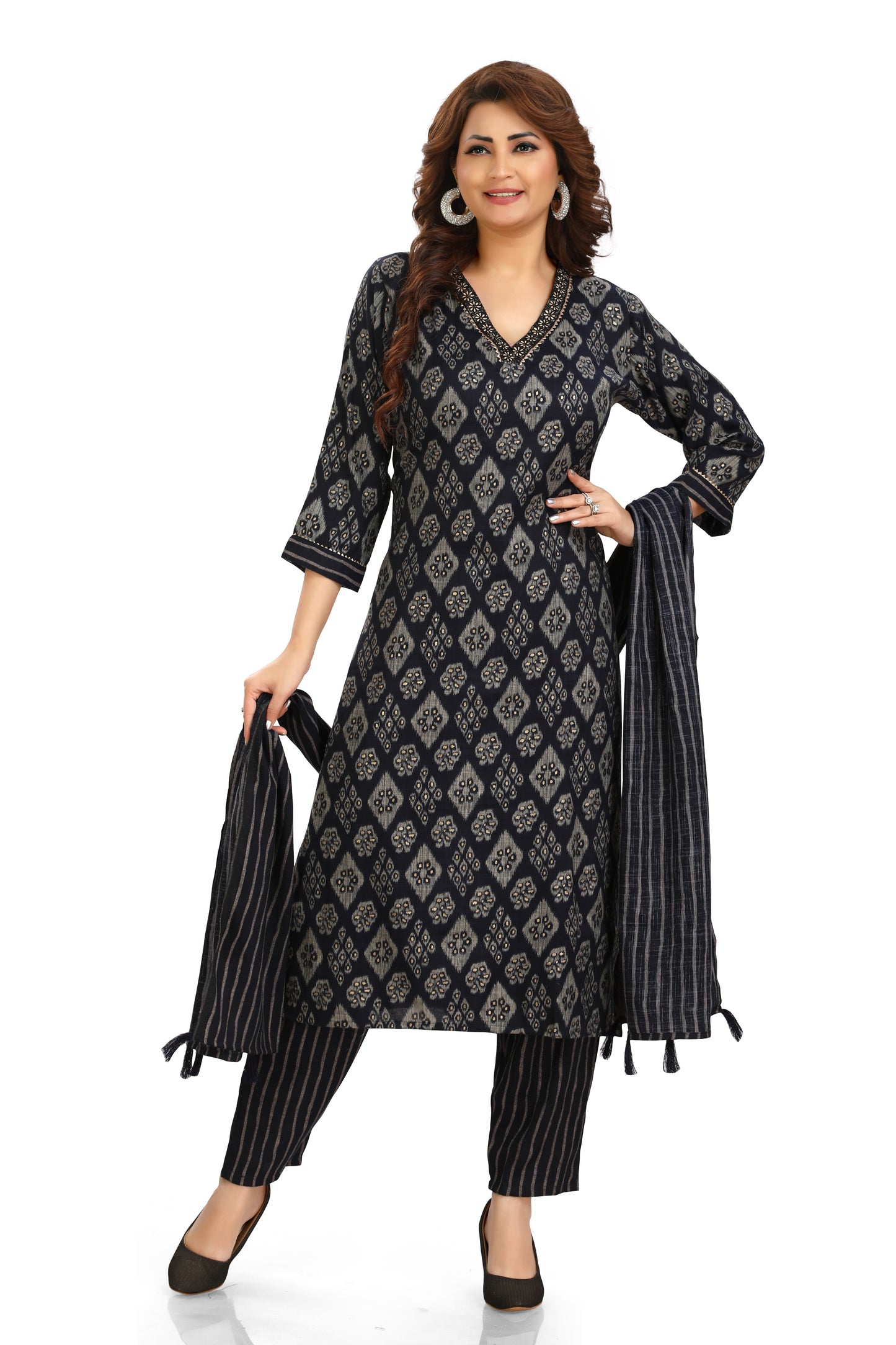 STEEL BLUE DUPPATA SET
